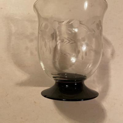 20 black footed etched glasses with candle holders
