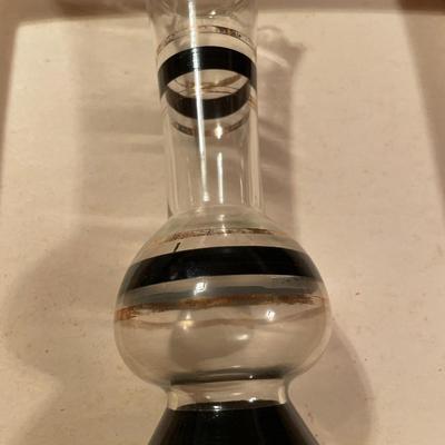 20 black footed etched glasses with candle holders