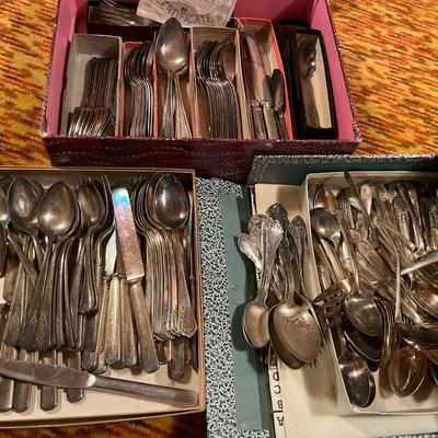 3 sets vintage silverware