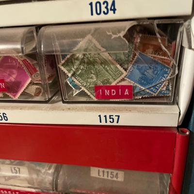 AC Miniture Lamps display with world wide stamps