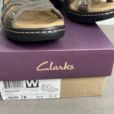 Clarks Pewter Leather Sandals NEW! 7M