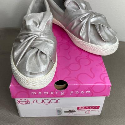 Sugar Silver Metallic Slip Ons NEW! 7M