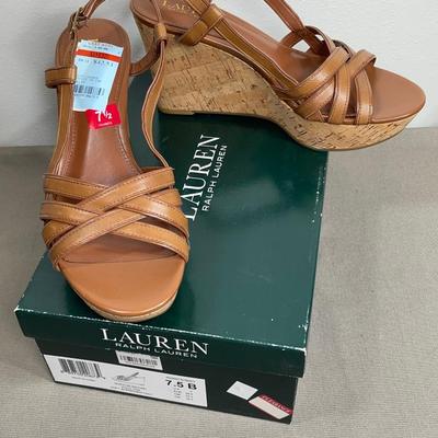 Lauren Ralph Lauren Platform Cork Leather Sandals NEW! 7.5M