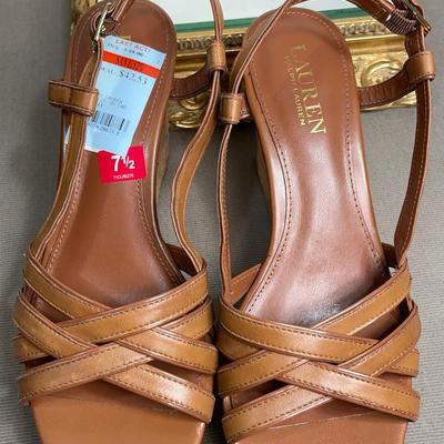 Lauren Ralph Lauren Platform Cork Leather Sandals NEW! 7.5M