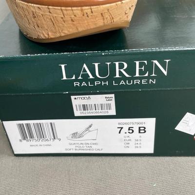Lauren Ralph Lauren Platform Cork Leather Sandals NEW! 7.5M