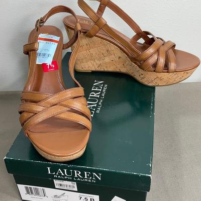 Lauren Ralph Lauren Platform Cork Leather Sandals NEW! 7.5M