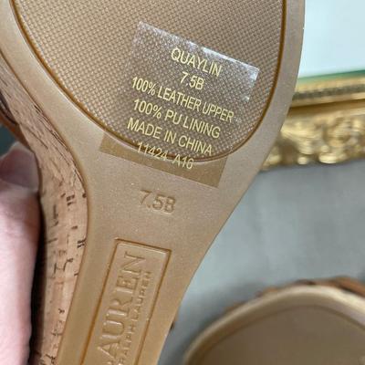 Lauren Ralph Lauren Platform Cork Leather Sandals NEW! 7.5M
