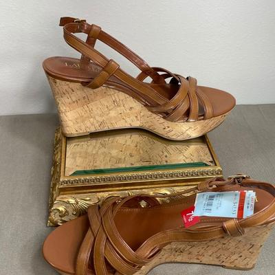 Lauren Ralph Lauren Platform Cork Leather Sandals NEW! 7.5M