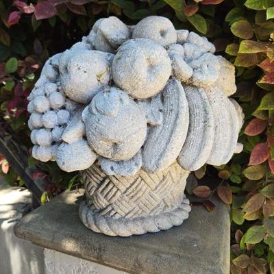 STONE FRUIT BASKET OUTDOOR STATUARY