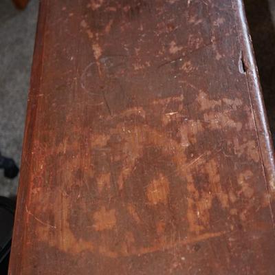 PRIMITIVE STYLE BLANKET CHEST W/ RED PAINT.