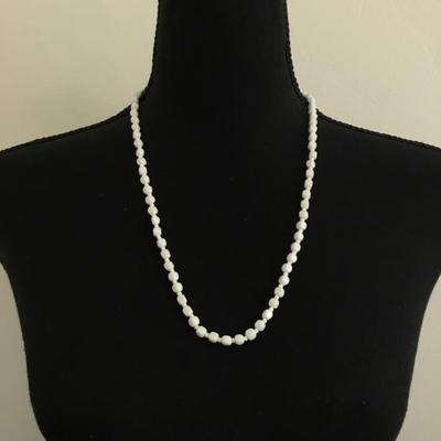 Vintage Milk glass square beaded necklace