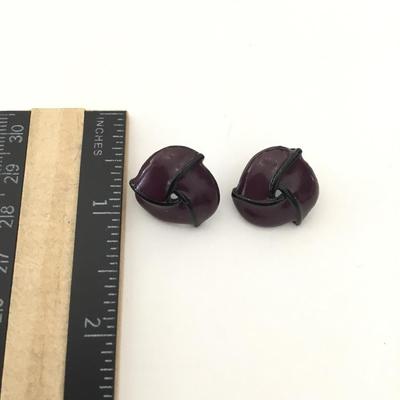 Vintage enameled, dark plum and black studded earrings