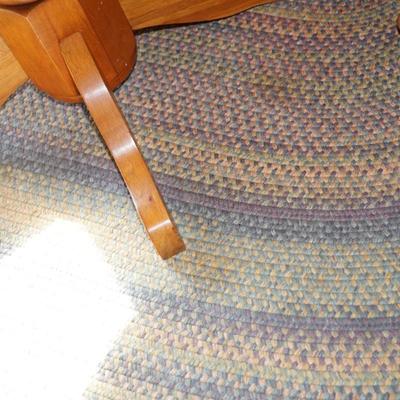 WOOL OVAL RUG IN LAVENDER, TANS AND SOFT MELON COLORS. 9' BY 12'