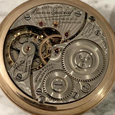 Illinois Pocketwatch 60 Hour Bunn Special Winds Clean / Keeps Good Time