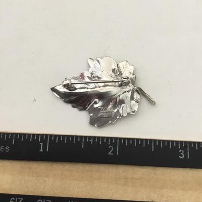 Vintage sterling, silver leaf brooch