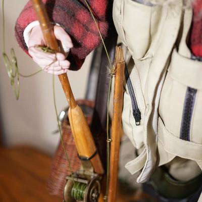 CRAFTED FLY FISHERMAN CHARACTER SANTA CLAUS FIGURE - GOOD DETAIL