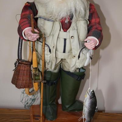CRAFTED FLY FISHERMAN CHARACTER SANTA CLAUS FIGURE - GOOD DETAIL
