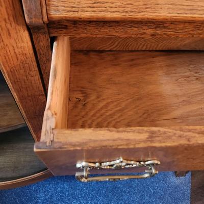 American Oak Secretary Desk Display Cabinet
