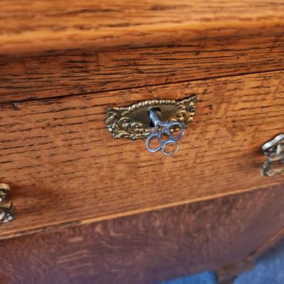 American Oak Secretary Desk Display Cabinet