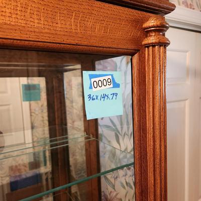 Large Curio Cabinet Display Case w Sliding Front Glass Left to Right Adjustable Shelves