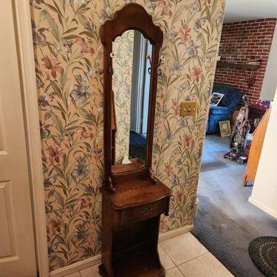 Mirrored Hall Tree with Drawer 18x12x74