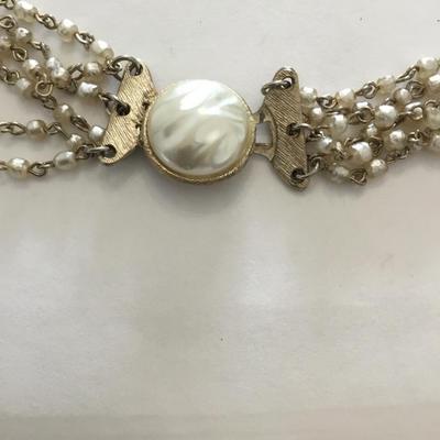 Faux Vintage pearl chain necklace