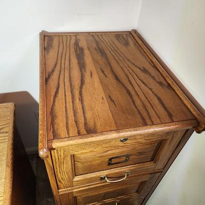 3 Drawer Oak Wood Office File Cabinet 19x25x40