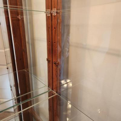 Lighted Curio Display Cabinet with Key w 4 Adjustable Shelves
