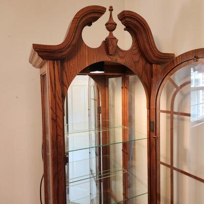 Lighted Curio Display Cabinet with Key w 4 Adjustable Shelves