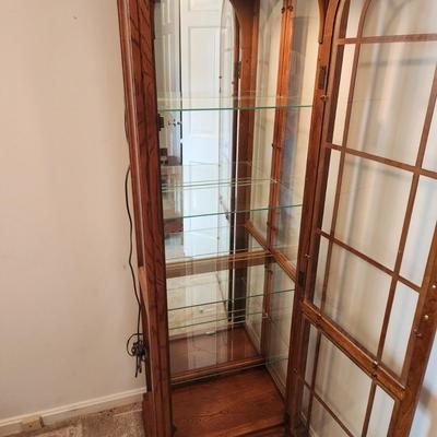 Lighted Curio Display Cabinet with Key w 4 Adjustable Shelves