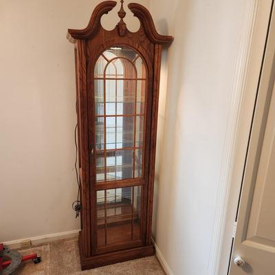 Lighted Curio Display Cabinet with Key w 4 Adjustable Shelves