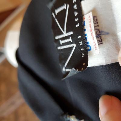 Black dress blonde notes by Stacy Sklar size 5 High Low Hem Lace Bodice