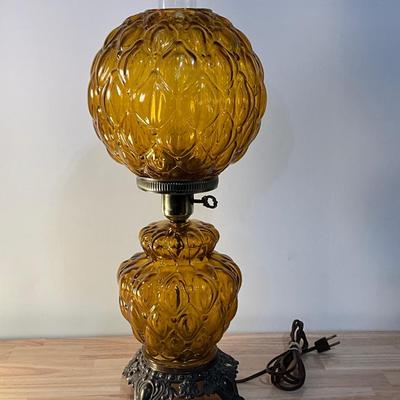 Vintage Amber Hurricane Lamp