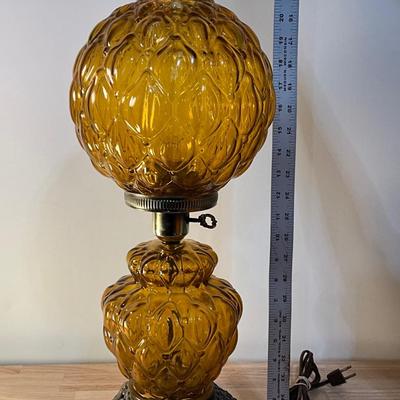 Vintage Amber Hurricane Lamp