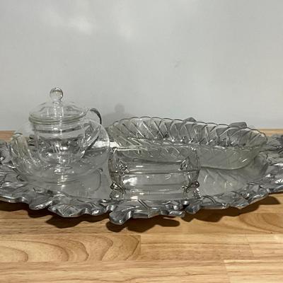 Pewter Serving tray with glassware