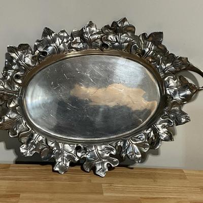 Pewter Serving tray with glassware