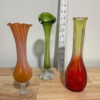 Vintage Alexa Glasbruk Green Swedish Glass Bud Vase, Plus