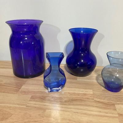 Vintage Cobalt Blue Art Glass Hourglass Bud Vase, Plus