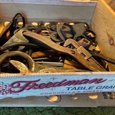 Box of vintage auto tools