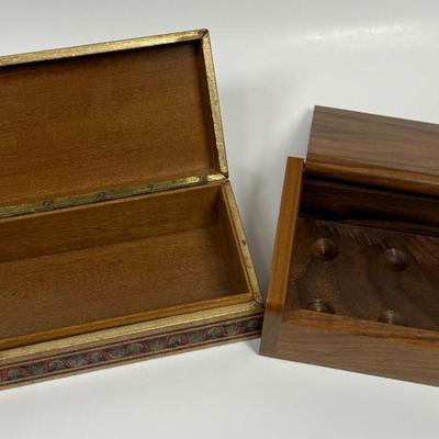 Lot of 2 wooden boxes trinket Jewelry storage