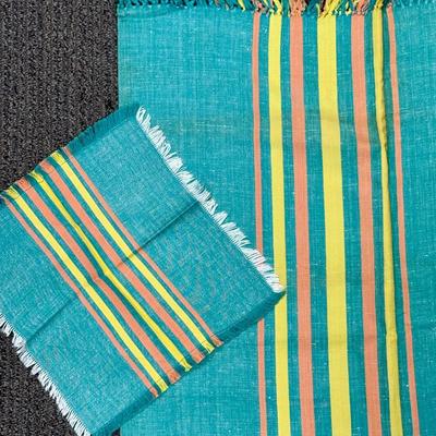 Vintage Hand Woven Mexican Linen tablecloth and napkins