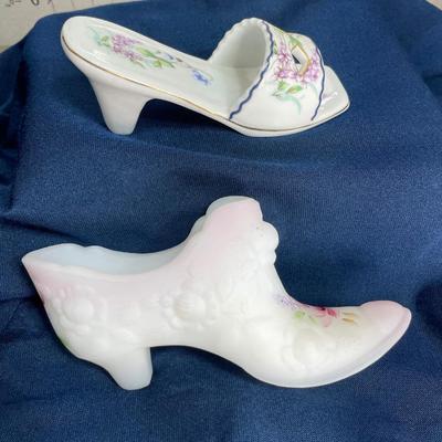Vintage Frosted Glass and Imperial Porcelain Shoes