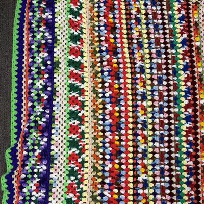 Vintage Crocheted Throw Multi-colored 36" x 74"