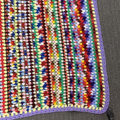 Vintage Crocheted Throw Multi-colored 36" x 74"