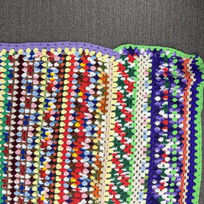 Vintage Crocheted Throw Multi-colored 36" x 74"