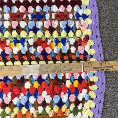 Vintage Crocheted Throw Multi-colored 36" x 74"