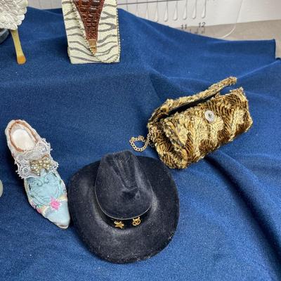 Assorted shoes and purses