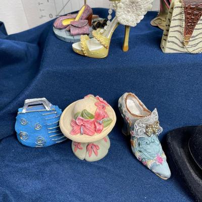 Assorted shoes and purses