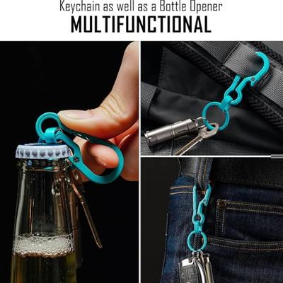 KeyUnity Turquoise Titanium Keychain Clip Multitool - EDC Carabiner with Bottle Opener and Quick Release Key Ring Holder, Idea Organizer...