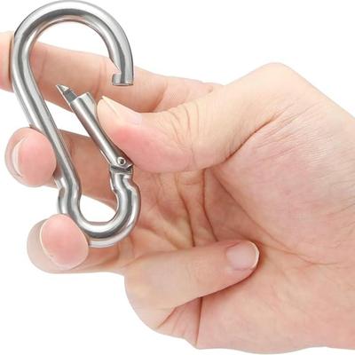 Set of 6 Lucky Line All Purpose Spring Snap Zinc-Plated Steel Hook Carabiners 3 1/8" Long, 7/16" Eye Dia - SWL 280lbs